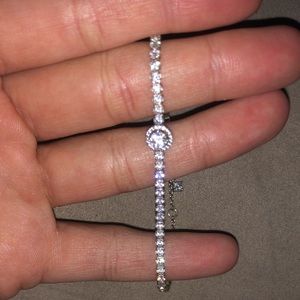 Silver sparkly halo tennis bracelet